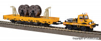 2680 H0 rail-route UNIMOG avec châssis de poussée et véhicule de construction caténaire, modèle fonctionnel pour 2L.