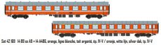 42169 SNCB set I4 B9 ex A9 + I4 A4B6, orange, ligne blanche, toit argenté, ép. IV-V.