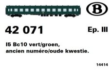 42071 Spoor HO, NMBS, rijtuig I5 BC10, groen, oude nummering, TpIII.