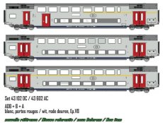 43602 Spoor HO, NMBS, set M6, AC, ABD + B + A, wit, rode deuren, Tp.Vb.