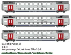 43105 Spoor HO, NMBS, set M6, DC, B+ B + B, 200Km/h, wit, rode deuren, Tp.VI.