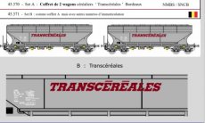 45.371 45.371 Voie HO, SNCB, Set B, 2 wagons céréaliers 'Transcéréales Bordeaux', avec autres numéros d’immatriculation.