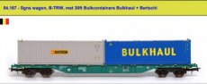 54.167 Spoor HO, B-TRW, Sgns wagon, met 30ft Bulkcontainer Bulkhaul + Bertschi.