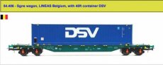 54.406 54.406 Spoor HO, LINEAS Belgium, Sgns wagon, met 45ft container DSV.