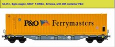 54.413 54.413 Spur HO, SNCF F-ERSA, Ermewa, Sgns-Wagen, mit 45-Fuß-Container P&O.