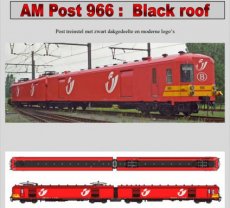 7205.02 Spoor HO, NMBS, AM Post 966, zwart dak, met moderne logo's, DCC.