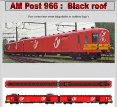 7205.05 Spoor HO, NMBS, AM Post 966, zwart dak, met moderne logo's, Digital SOUND Mfx.