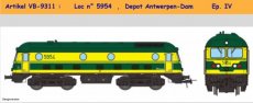 VB-9311.02 9311.2 Voie HO, SNCB, Locomotive n° 5954, DCC, Dépôt Antwerpen-Dam, IV.